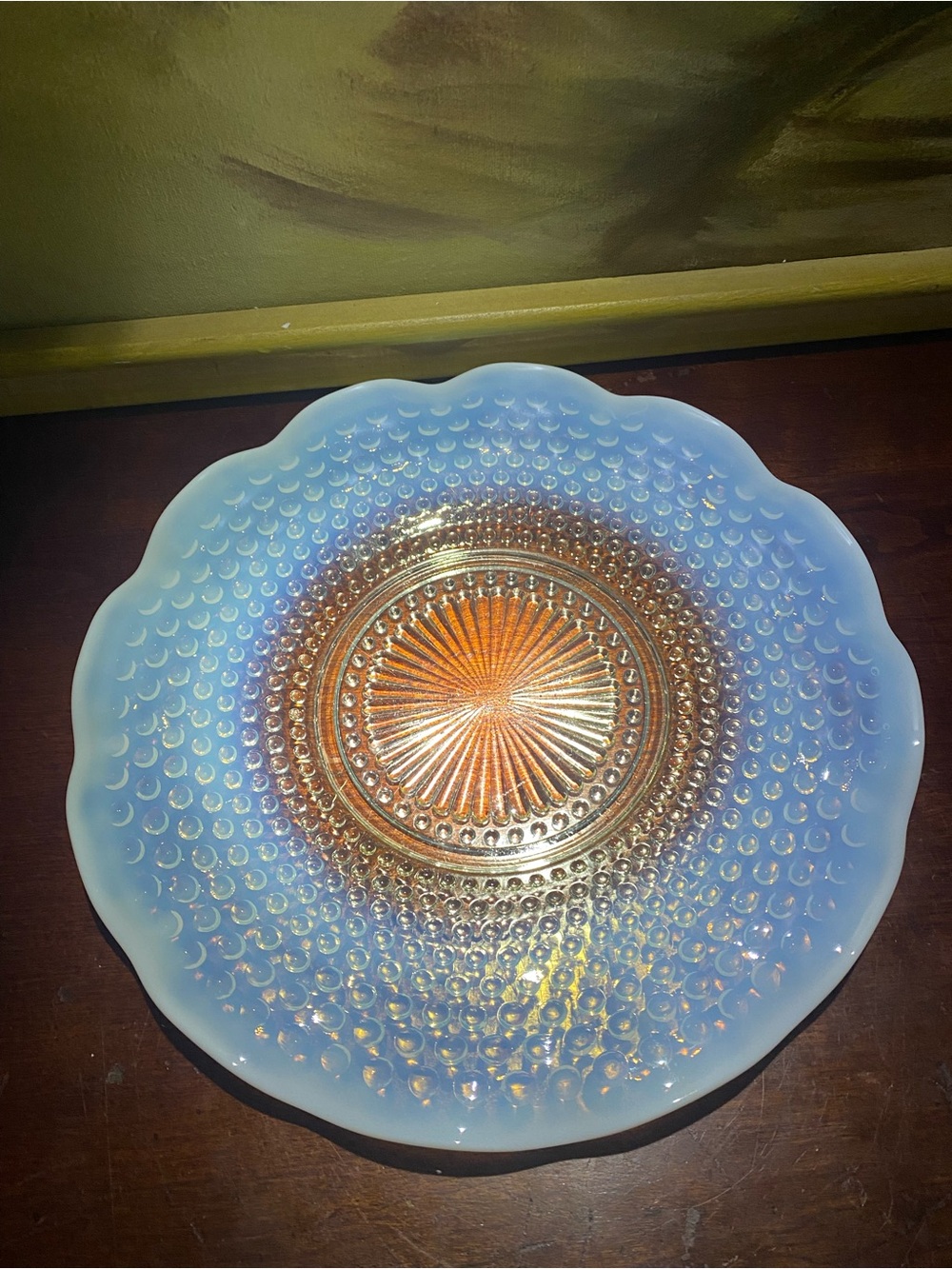 Vintage Anchor Hocking “Moonstone” Opalescent Hobnail Plate.